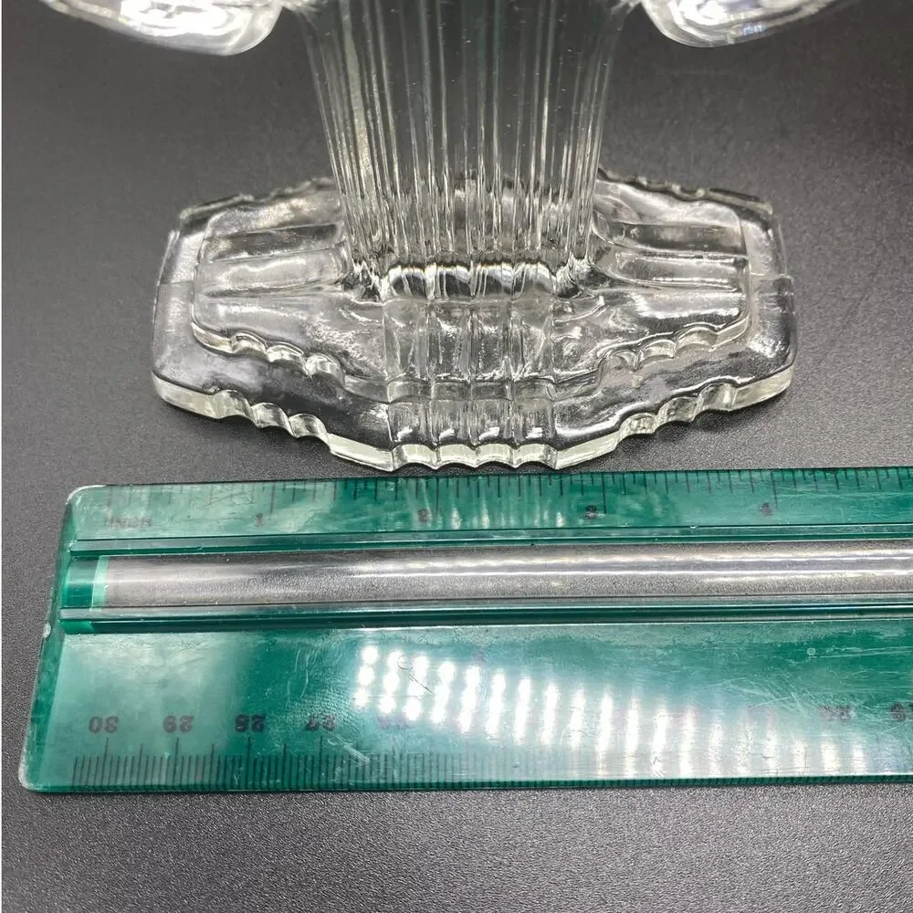 Art Deco Anchor Hocking Queen Mary pair‎ Depression glass candlestick holders